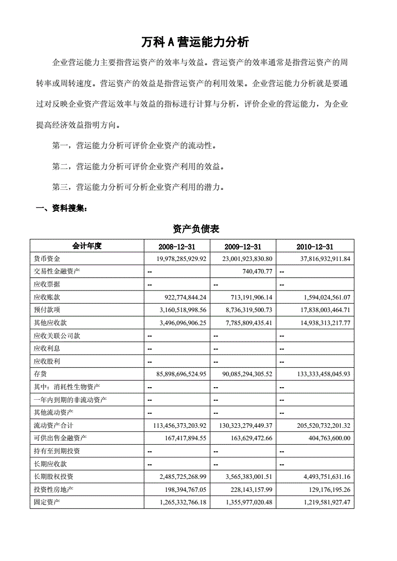 萬(wàn)科財(cái)務(wù)報(bào)表分析